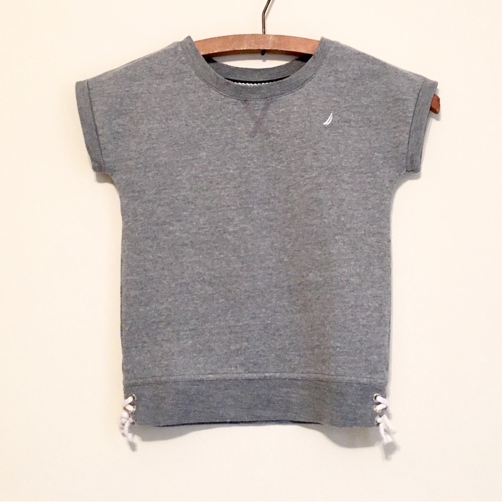 Short Sleeve Sweatshirt Nautical Sailor Knot Gray Girls Size 7 by Nautica